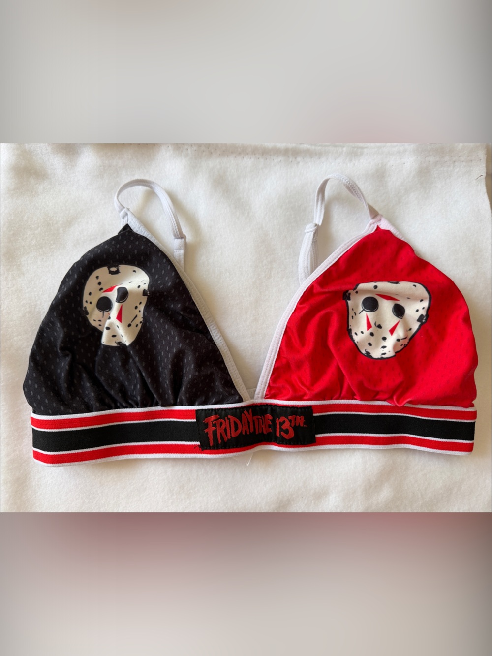 Friday the 13th Red & Black Bralette bra top adjustable XL JASON halloween